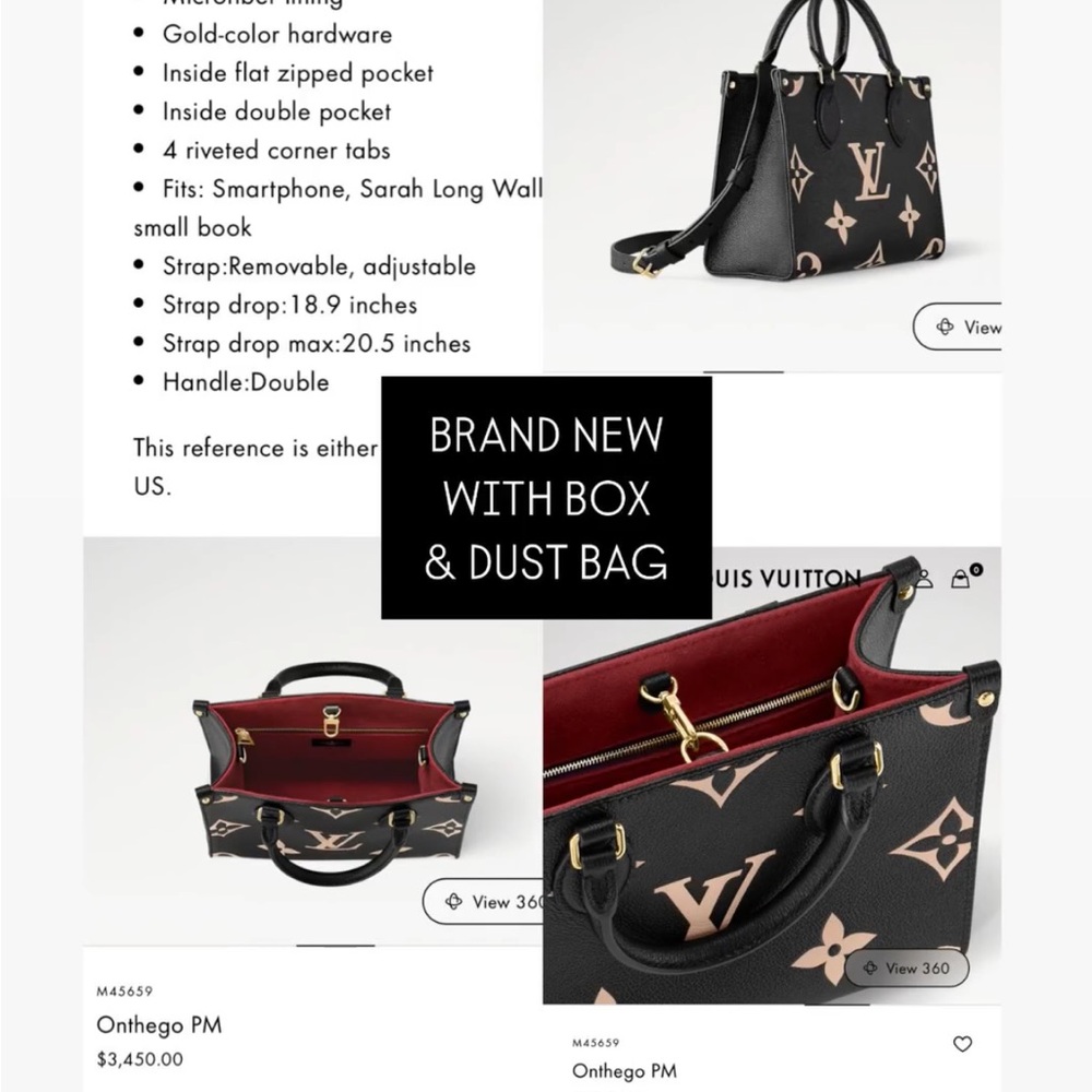 Authentic Louis Vuitton Black Totes Onthego PM